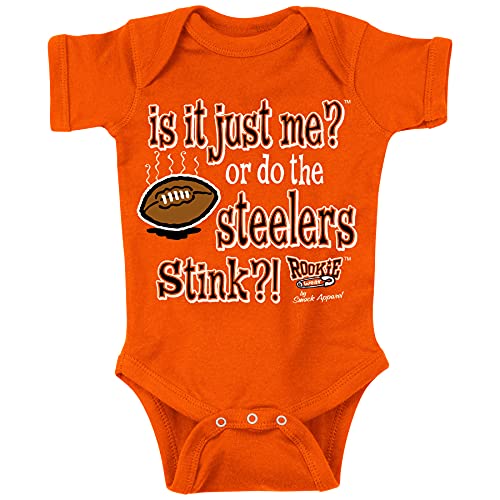 Image of Cincinnati Football Fans. is It Just Me?! (Anti-Pitt) Baby Apparel (NB-7T) (Orange Onesie, 6 Months)