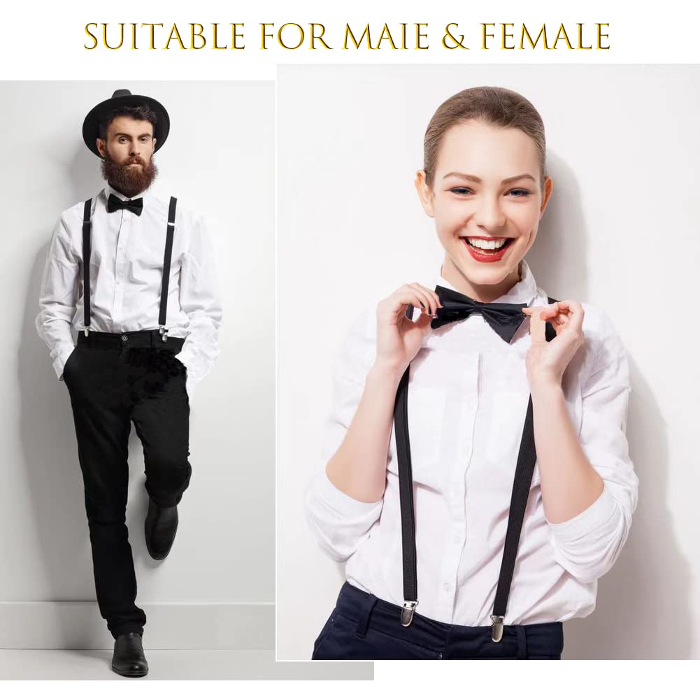 YADODO Gatsby Accessories Men 1920s Accessories for Women Reverse Role Playing 1920s Mens Costume Gangster Accessories Roaring with Pocket Watch/Fake Moustache/Fedora Hat for Men Halloween Christmas - Image 2