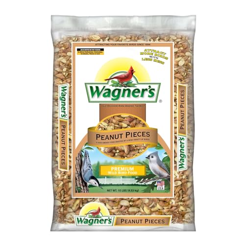 Wagner’s Shelled Peanut Pieces for Wild Birds, 10 Pound Bag – High-Protein, Shell-Free, No-Waste Bird Food for Woodpeckers, Jays & Chickadees