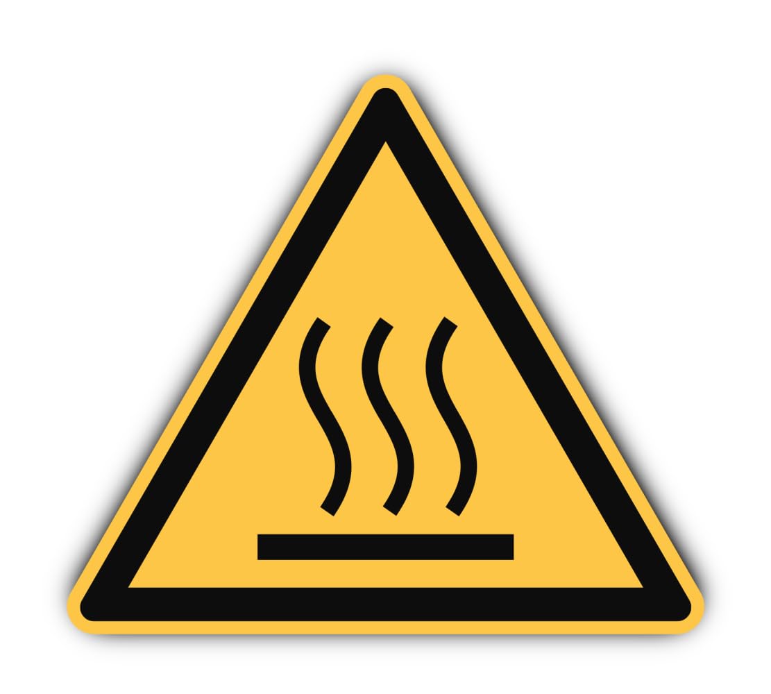 Warning of hot surface: W017 - DIN EN ISO 7010 / ASR A1.3 - sticker: diameter 20 cm, 1 piece, Yellow