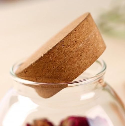 Miniatura 8 de Tanque sellado de vidrio redondo vacío transparente con tapón de corcho, botellas reutilizables de gran capacidad, contenedores de almacenamiento