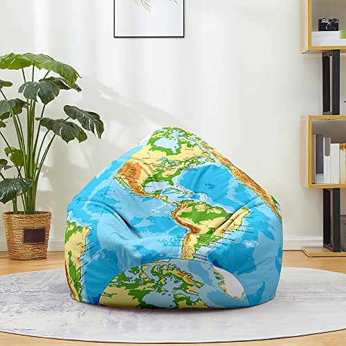 Hiseng Funda de puf, Sillón de Pera sin Relleno,Sofa Puff Gaming Salon Funda Moderno Sin Relleno para Niños, Impresión Bean Bag para Salón, Dormitorio y Sala de Juegos (Azul Verdoso,130x150cm)