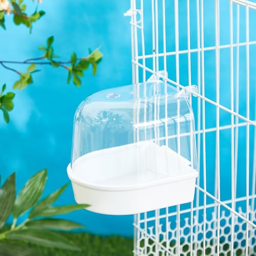 Image of Honeydak 3 Pieces Clear Bird Bath for Cage Parakeet Bird Cage Accessories Hanging Bath Box Parrot Bathing Tub with View for Cockatiel Conure Canary Budgies Parrots (Fresh Color)