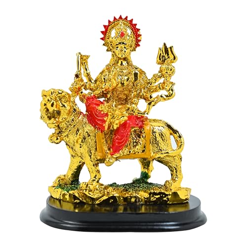 Image of HindCraft Durga Maa Idol for Navratri Sherawali MATA Rani Murti for Home Decor, Pooja Room, Office Desk - Goddess Durga Statue for Mandir, Vastu, Car, and Festival Gift