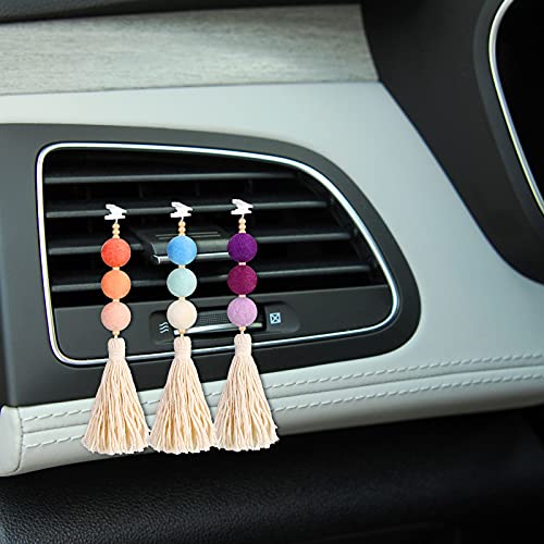 6 Pieces Felt Ball Car Diffuser Essential Oil Car Tassel Diffuser Hanging Bead Aromatherapy Diffuser Colorful Car Charm Vent Clips Car Air Freshener Car Vent Diffuser For Car Interior Decor, 6 Colors #TOP5