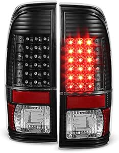 AKKON Black Smoke LED Tail Lights For 97-03 F150, 99-07 Super Duty - Pair, Gunmetal Smoke Lens
