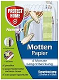 PROTECT HOME Forminex Mottenpapier, gegen Motten, Teppichkäfer und Pelzkäfer, für Schubladen und Kleiderschrank, 2 Streifen