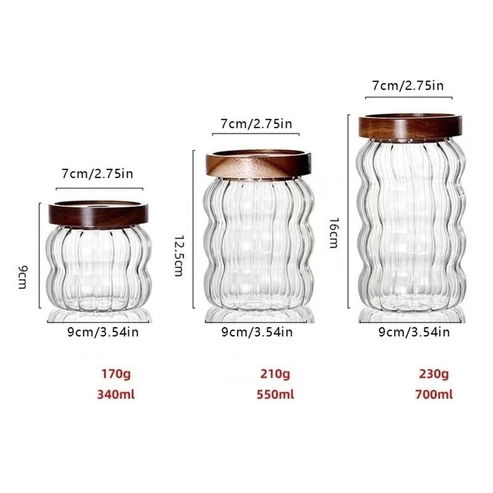 Vorratsdosen für die Küche, kreative versiegelte Glasflaschen zur Aufbewahrung von Tee, Kaffee, Snacks, Kaffeebohnen, Küche, leere, luftdichte Behälter für Lebensmittel (350 ml)
