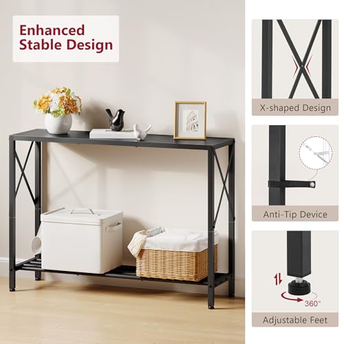 image for Tajsoon Console Table, 2-Tier Entryway Table, 41.8”L Narrow Sofa Tab
