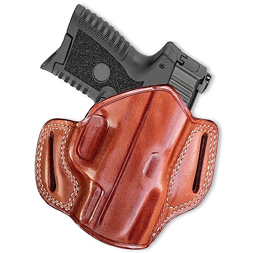 Premium Leather OWB Pancake Holster with Open Top Fits, Springfieldd XD-Sub Compact 9/40/45 ACP 3