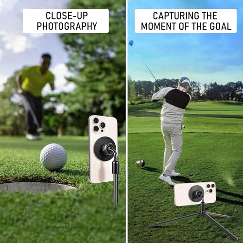 YUTILLENS Golf Tripod & Monopod with Magnetic and Spring-Loaded Phone Holder – 53 Inch Adjustable Aluminum Support Stand for Swing Analysis Recording, Includes Ground Spike and Carry Bag - Thumbnail 4