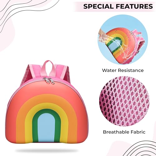 Image of BEMBIKA Kindergarten Bag Korean Style kindergarten backpack Stylish School Bags For Kids curved shoulder straps Perfect Toddler Backpack Design (Candy Rainbow)