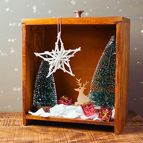 Fashionme Artificial Mini Sisal Pine Snow Frosted Trees With Wooden Base Bottle Brush Trees Plastic Winter Ornaments Tabletop Trees For Diy Crafting Displaying Decoration (Blue Green, 24Pcs) #TOP4