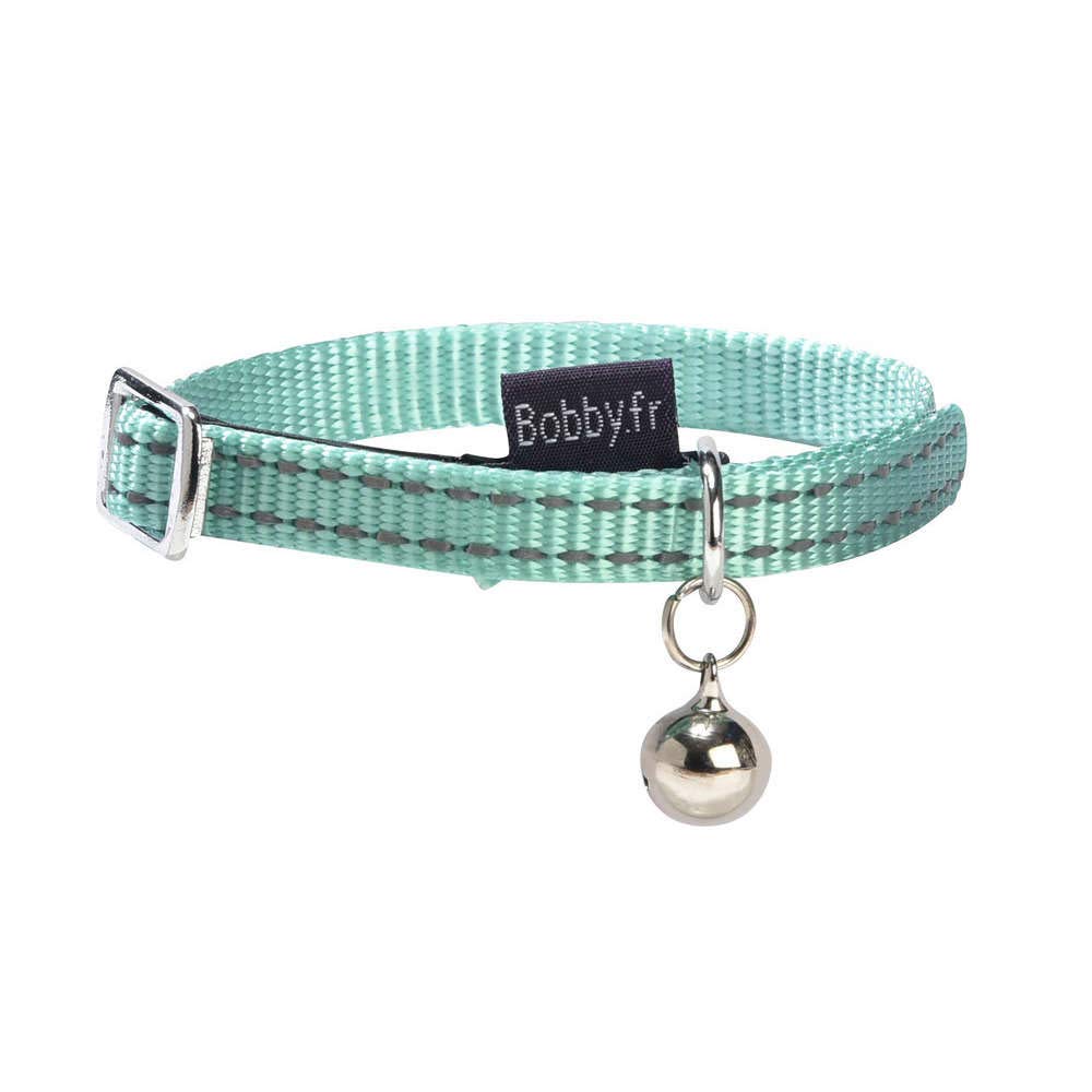 BobbySafe Cat Collar Nylon With Safety Release And Bell - Lagoon