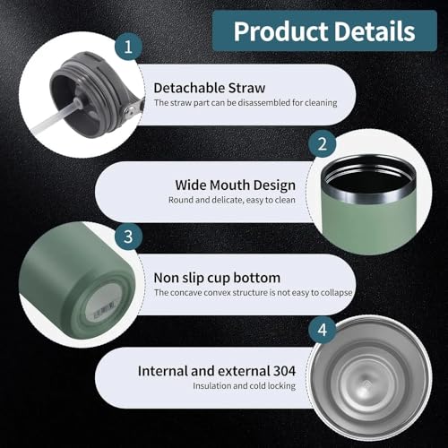 Image of 900ml Tumbler with Handle and Straw Stainless Steel Double Wall Insulated Tumblers Cup, Coffee Mug Travel Icold up 17h - Hot 12h Tumbler for Car Office Gym Travel (Sky Blue)