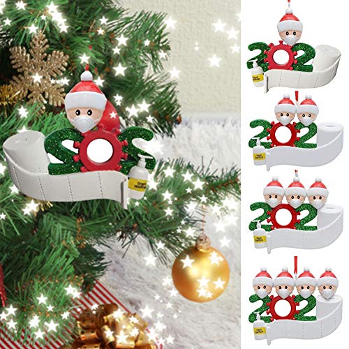Pingente de Natal EFINNY 2021, ornamentos personalizados Covid Quarentine Survivor Family of 2 com m