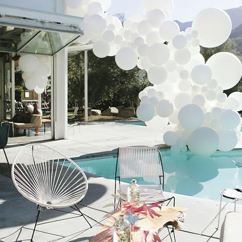 PartyWoo White Balloons 100 pcs 12 Inch Latex Helium Pastel White Balloons for Wedding Baby Shower Birthday Bridal Shower Graduation Engagement Princess Anniversary Party Decorations White-Y13 - Image 7