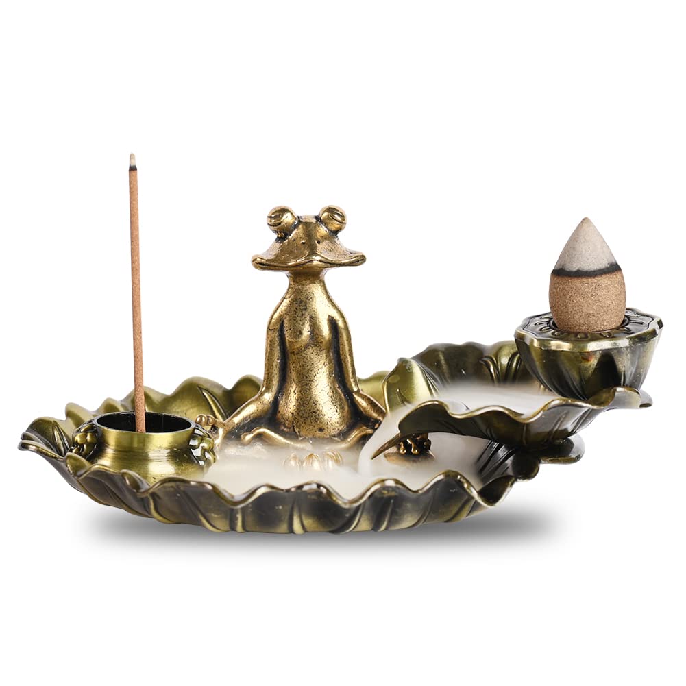Brûleur d'encens cascade pour yoga et méditation avec porte-encens grenouille