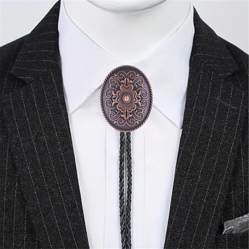 Image of GelConnie Floral Bolo Tie for Men Womens Bolo Tie Necklace Native American Black Men's Bolo Ties Western Cowboy Bolero Ties