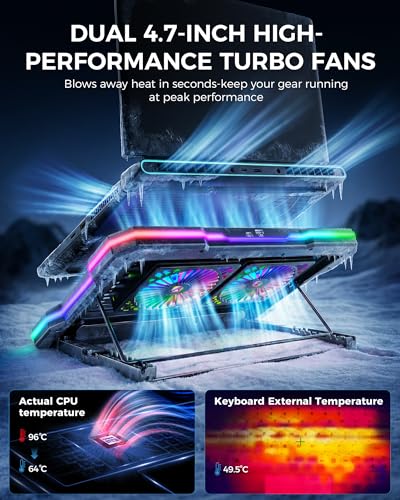 Image of ChillCore 2 Detachable Fans RGB Gaming Laptop Cooling Pad, Rapid Cooling for 15.6-19.3 inch Laptops, Variable Speed Control, 8 Adjustable Heights - K6 RGB