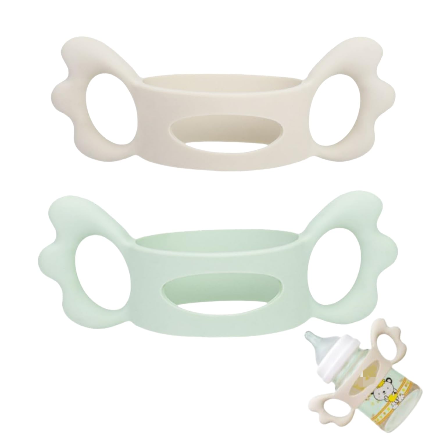 Zwenjuan Griffe für Flaschengriff,2 Stück Babyflaschen Griffe Flaschengriff Halter,Fütterungsflasche Tragegriffe Easy Grip Standard Silikon Flaschengriff,für Baby Kleinhand Greifdesign