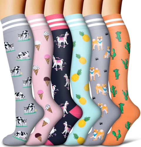 COOLOVER-Copper-Compression-Socks-for-Women-and-Men6-Pairs-Best-Support-for-Running-Athletic-Travel