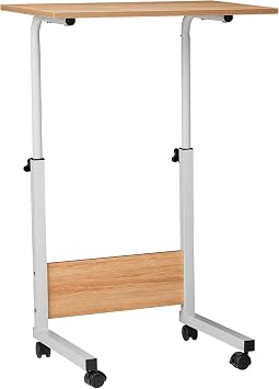 Height Adjustable Computer Desk Table Movable Office Desk with Wheels, Laptop Table Study Gaming Desktop Workstation Home Office Furniture