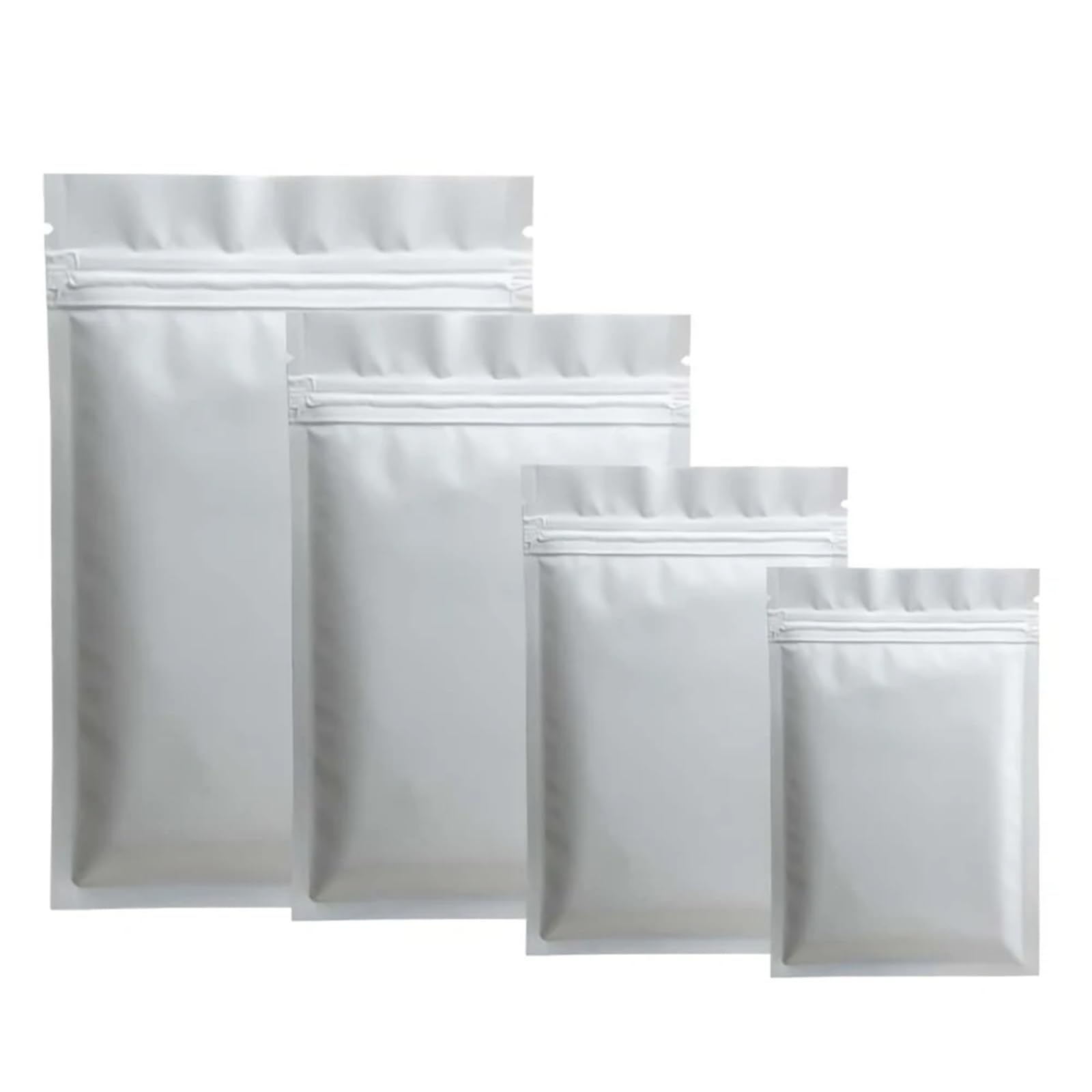 Resealable bag 50pcs Matte Black White Heat Sealable Plastic Flat Mouth Ziplock Packaging Bag Aluminum Foil Mylar Bags(White 12x18cm,50pcs)