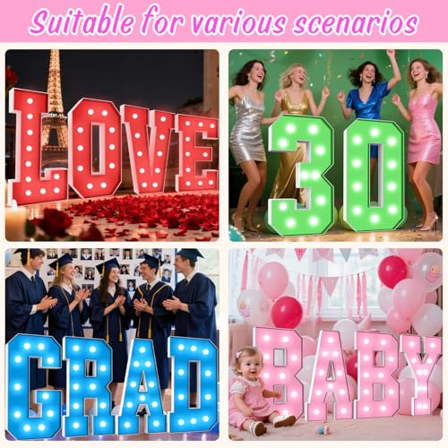 Image of 3FT Colorful Marquee Numbers,18-Color Number 5 with Remote Control Large Light Up Numbers Sign,Pre-Cut Foam Board Set for Party Decoration, Birthdays, Weddings, Graduations, Baby Anniversaries