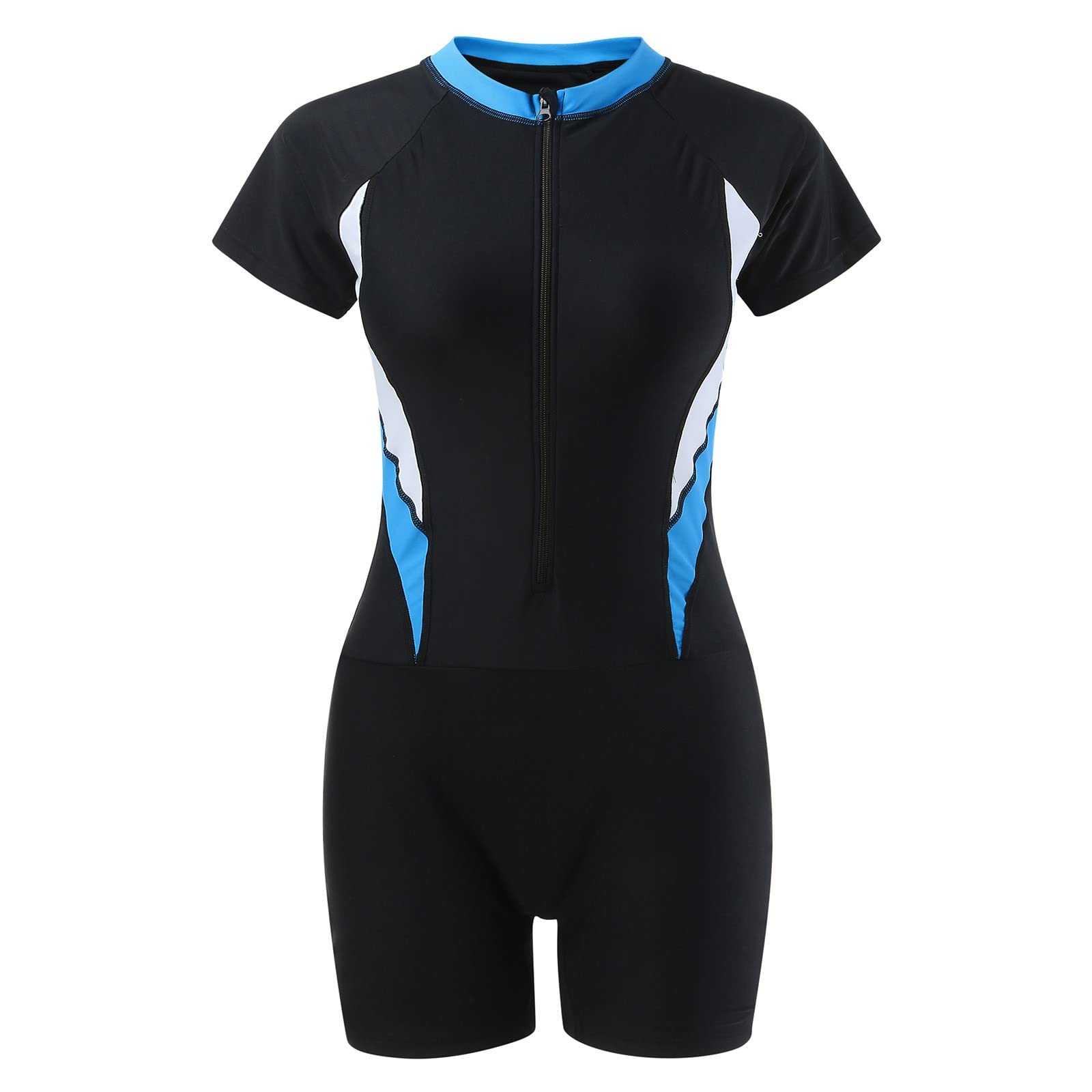 Traje de neopreno corto para mujer, traje de buceo para mujer, cuello redondo, transpirable, negro, manga corta/sin mangas, traje de baño de una pieza