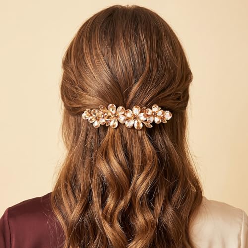 Pinza para cabello con cristales dorados decorativos miniatura 4