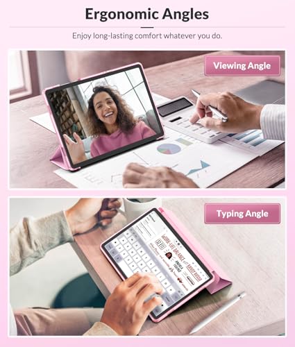 Image of MoKo Case for Samsung Galaxy Tab A11+ Plus 11 inch 2025, Flowers Pink | Fit Samsung Galaxy Tab A9+ Plus 2023 with Soft TPU Translucent Back Protective Cover Trifold Stand Case, Auto Wake /Sleep