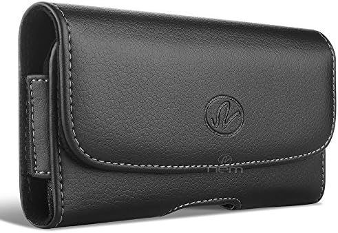 Kodak Ektra Premium Black Horizontal Leather Case Pouch Holster with Belt Clip and Belt Loops