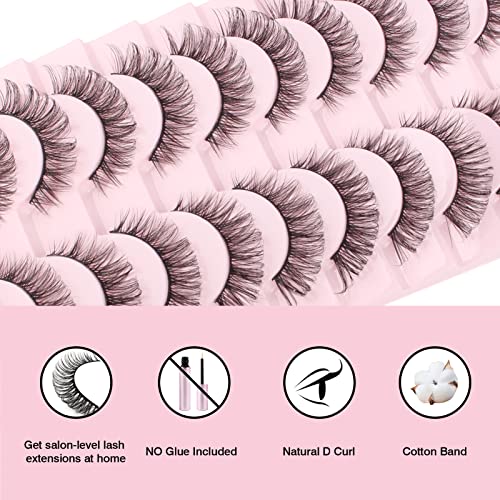 Parriparri False Eyelashes Russian Strip Lashes Natural Wispy Fluffy Hybrid Strip Lashes 10 works 3D Effect Cat Eye Lashes Russian Fake Lashes Mink - Image 4