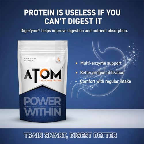 Image of AS-IT-IS ATOM PWR Whey XL - Powered with Fermented Yeast Protein Isolate, 24g Protein, with DigeZyme, Easy Digest, Lean Muscle Gains & Strength, Rapid Recovery, 2kg Double Rich Chocolate