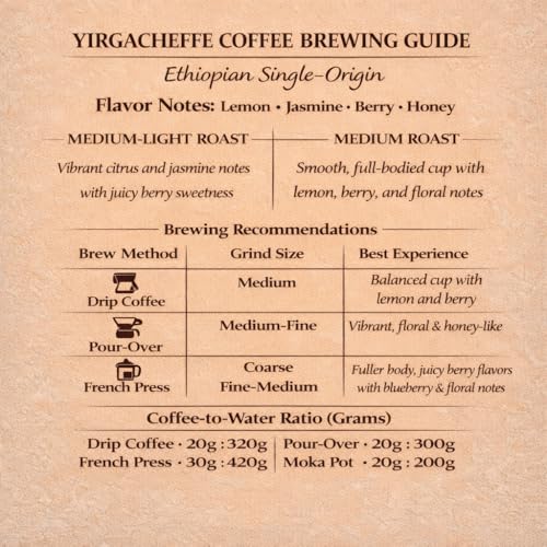 SINA COFFEE Premium Ethiopian Yirgacheffe Café en Grano Tostado Medio 16oz miniatura 2