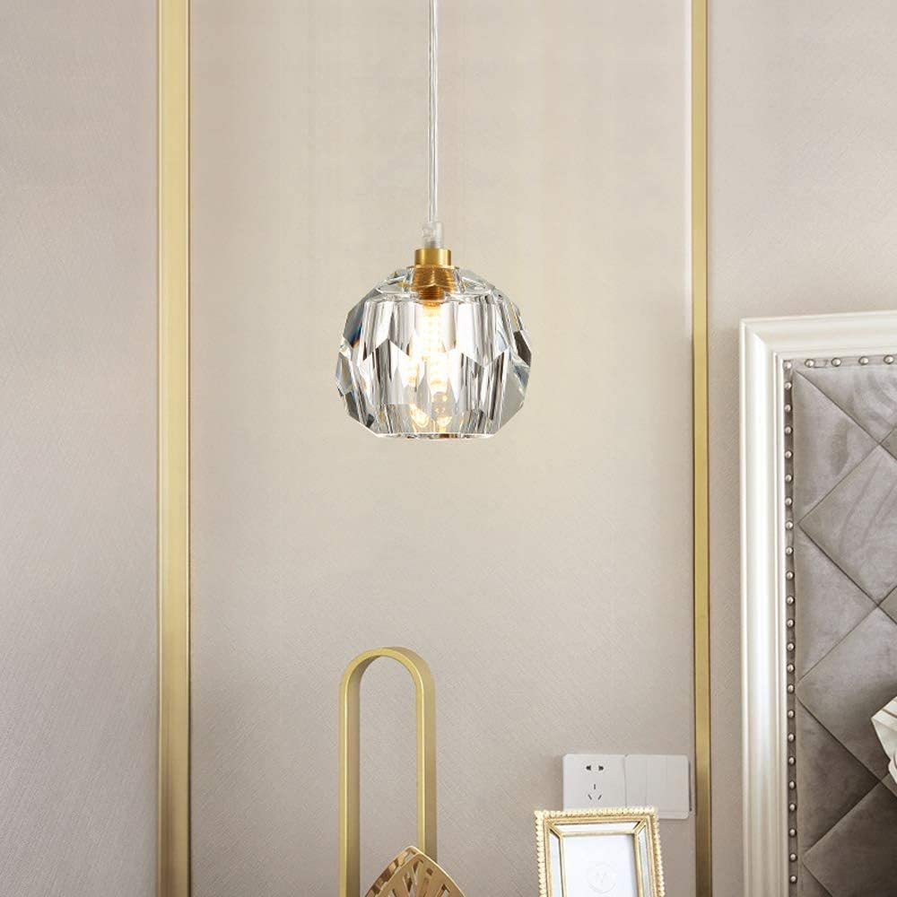 ASerZenith Modern Restaurant Chandelier Light Luxury Crystal Living Room Bedside Small Chain Chic Light Simple Copper Lamp
