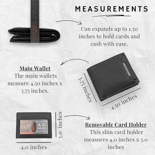 AG Wallets Leather Wallet for Men - Sliding 2-in-1 Bifold Wallet with Removable Card Holder & RFID Protection - Premium Travel Wallet - Versatile & Functional Design - Black4