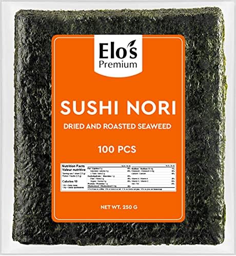 Tasjin Sushi Nori Sheets| 100 Full Size Sheets | Roasted Seaweed For Maki and Hand Rolls| Non-GMO and Gluten Free| Product of Taiwan| Includes Exclusive Step by Step Sushi Making Tutorial