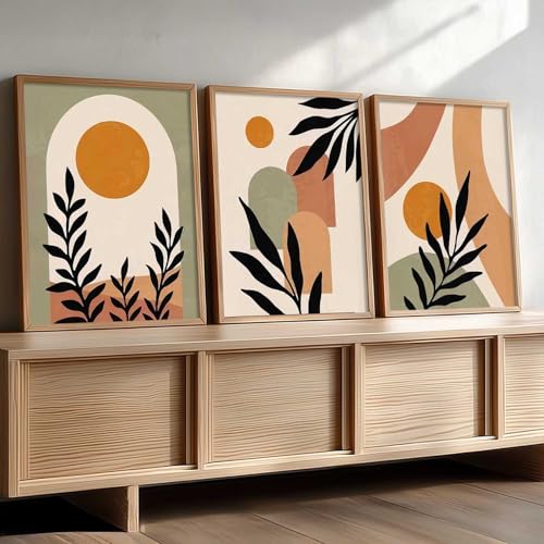 kotart Boho Art Home Decoration Paintings With Frame For Living Room Bed Room Hotel Wall Decor Digital Reprint Set of 3 (13X17 inch)
