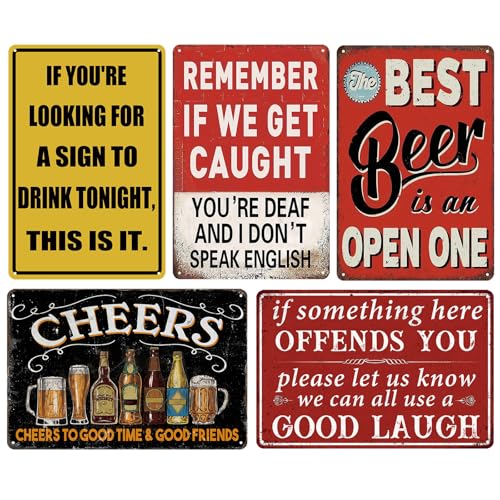 Funny Vintage Metal Tin Bar Signs Man Cave Accessories For Home Pub Or Outdoor Garden Plaque Tiki Bar Decor 20 x 30 cm5pcs