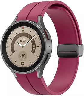 سوار سيليكون بديل متوافق مع ساعة سامسونج جالاكسي واتش 5 برو 45 ملم|جالاكسي واتش 5 44/40 ملم|جالاكسي واتش 4، سوار خاص، تصميم بدون فجوات، من دادو، احمر نبيذي، للكبار من الجنسين