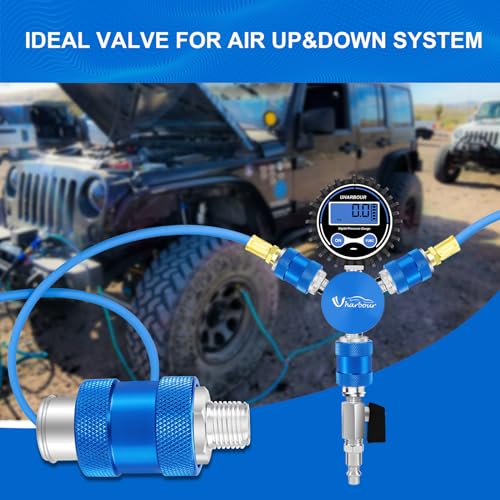Image of Uharbour Slide Valve 1 /4 inch NPT thread, Pneumatic Flow Control Sliding Valve, 1 /4 inch NPT Male&Female Thread, Aluminum Slide Valve for Air Compressor, 4 Tire inflation System(Set of 2)