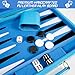 Froggod Travel Backgammon Sets for Adults – 15 Inch Premium Backgammon Set – PU Leather Case with Seamless Flocked Game Surface – Classic Board Games for 2 Player and Gift for Men(Light Blue)