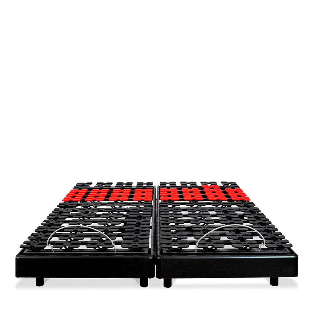 BELLECOUR Sommier Électrique 2 x 80x200 (160x200 cm) à Plots Superflex avec tête & Pieds relevables et télécommande Filaire - Fabriqué en France
