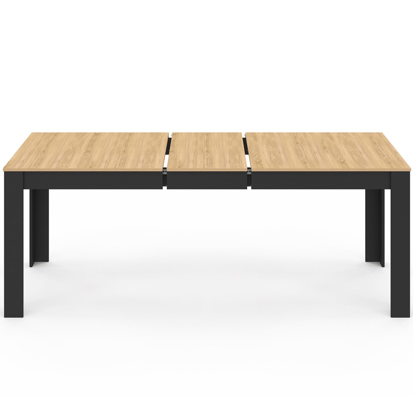 IDMarket - Tavolo da pranzo rettangolare ROZY 4-8 Persone Nero Piano in legno di faggio 160-200 cm