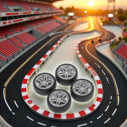 4 Pcs Toy Car Black Tires,48mm Simulation Rubber Wheel Tire Wheel Toy Model DIY RC Spare Parts Easy Installation Small in Size,Tire and Wheel Sets,Remote and App Controlled Vehicles and Parts