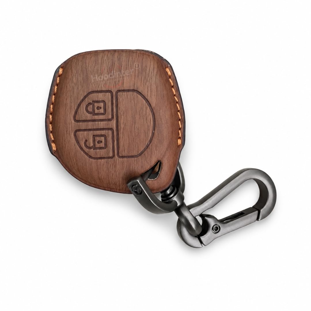 Premium Leather Car Key Cover Compatible for Maruti Suzuki Swift, Dzire, Baleno, Brezza, Ciaz, Celerio, Wagonr, S-presso, Fronx, Ignis, Ertiga (2012 - 2026) | 2 Button Remote Key - Brown-picture-16