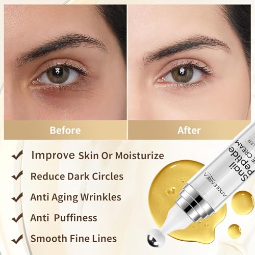 Under Eye Cream for Dark Circles And Puffy Eyes, Snail Peptide Energetic Eye Roll-On 360° Massage, Dark Circle Eye cream, Snail Eye Cream Anti Aging & Wrinkle, Eye Serum Hydrating, Firming, Smooth - Image 5