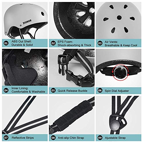 image for ZIONOR H3 Skateboard Helmet - CPSC Certified Bike Helmet for Kids/Yout